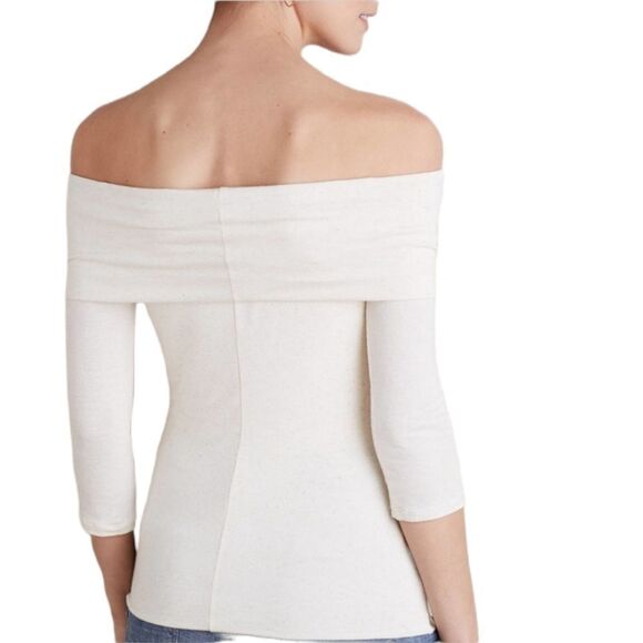 NWT Anthropologie AMADI Bardot Bodycon Stretch Knit Linen Off Shoulder Top S - Picture 5 of 8